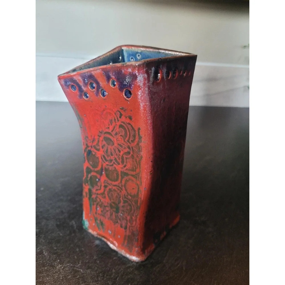 Gothic Romantic JOSIE Signed Studio Pottery Vase  Ceramic Art Vase Artisan Decor